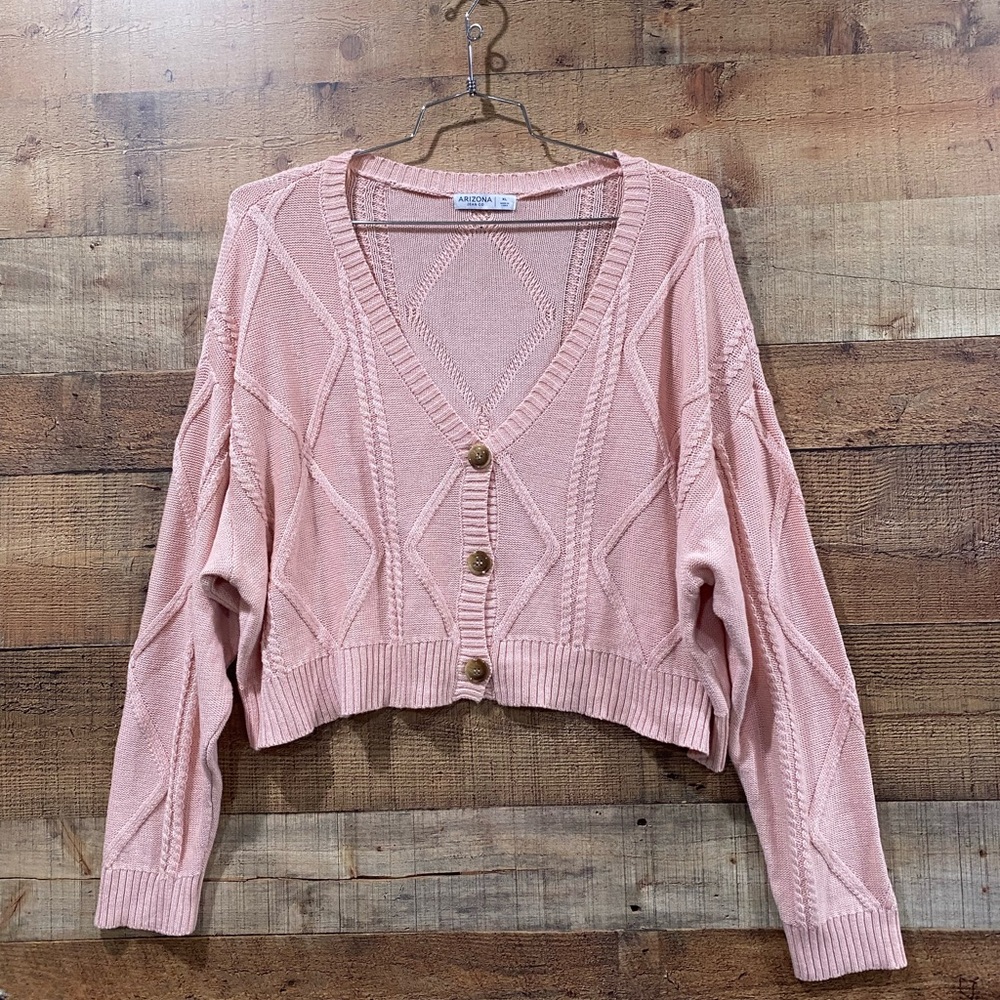 New Without Tags Soft Pink Cropped Oversized Cardigan Size XL